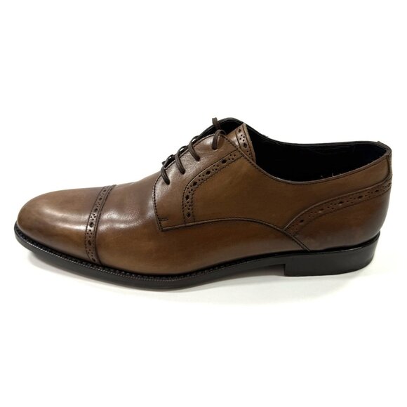 Ermenegildo Zegna Mens Leather Oxford Cap Toe Dress Shoe Italy Sz 9 Handmade main image 9